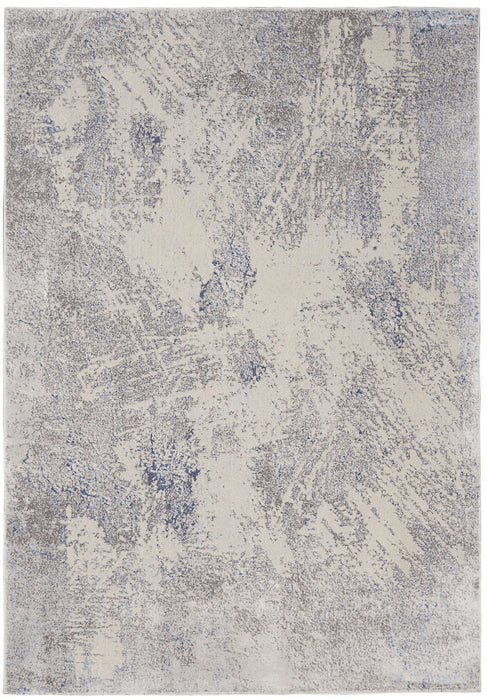 5' X 7' Abstract Non Skid Area Rug (550149) - Ivory / Blue / Gray