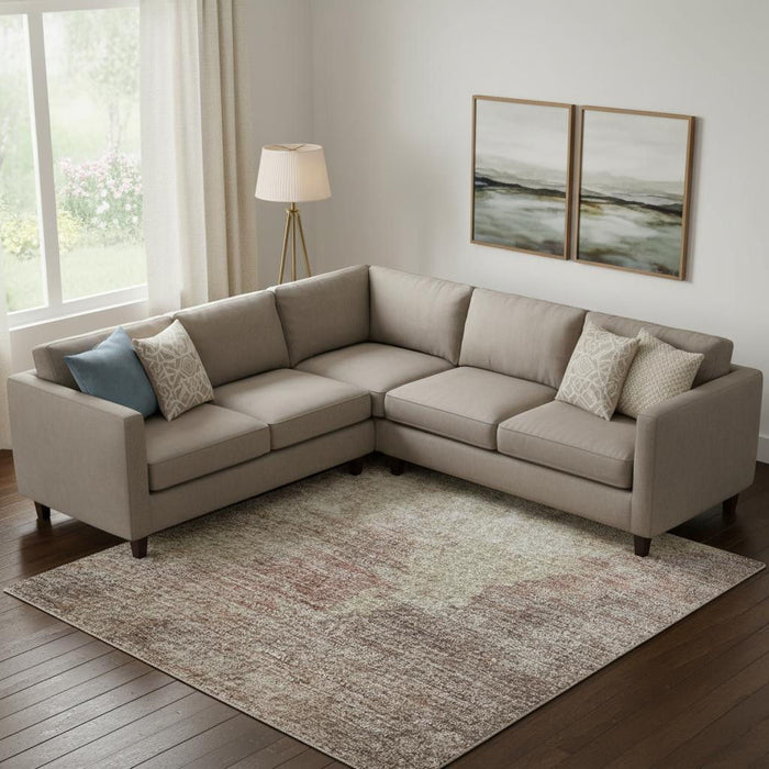 10' X 14' Abstract Washable Area Rug With UV Protection (710064) - Copper / Taupe