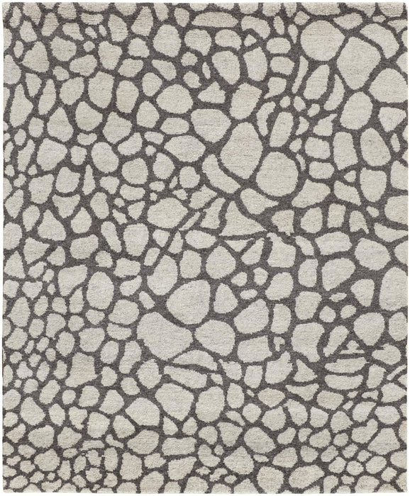 5' X 8' Wool Abstract Hand Knotted Area Rug (744194) - Ivory / Gray