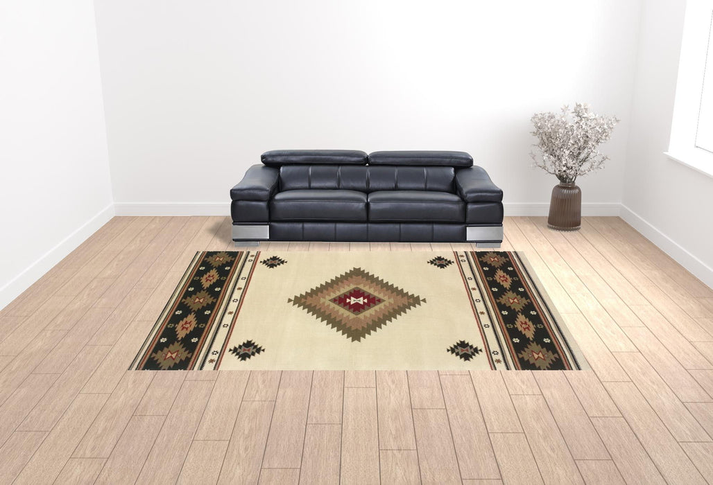 10' x 13' Southwestern Power Loom Stain Resistant Area Rug - Beige