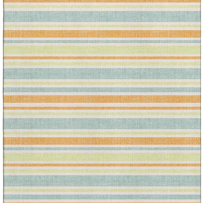 10' X 14' Striped Washable Area Rug With UV Protection (647848) - Orange / Green / Blue