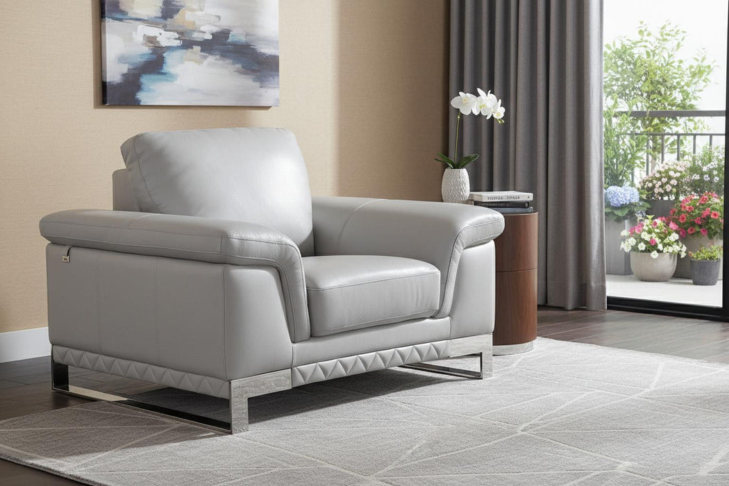 Lovely Light Leather Chair - Gray