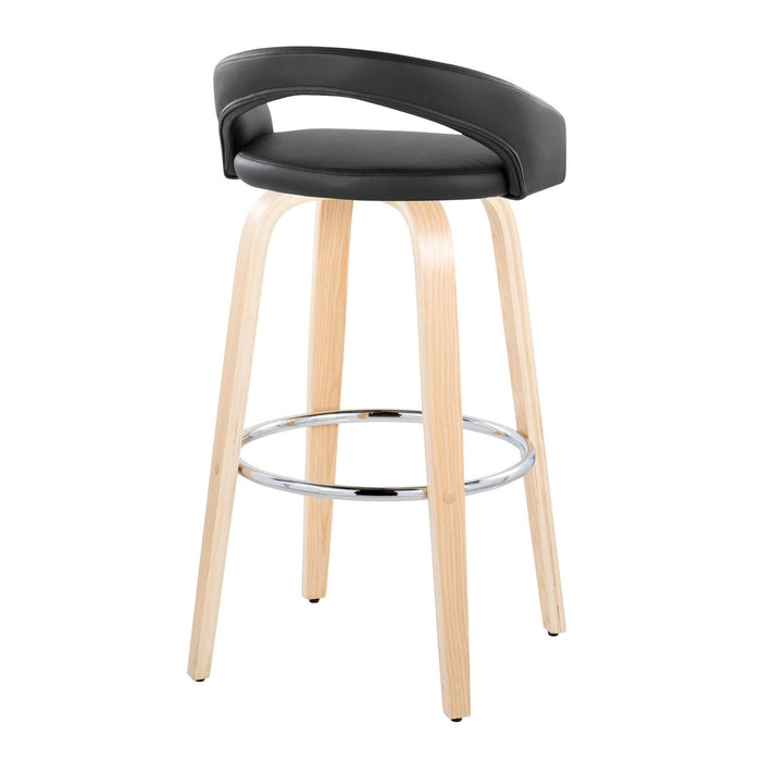 Grotto - Upholstered Fixed-Height Barstool (Set of 2) - Natural Wood