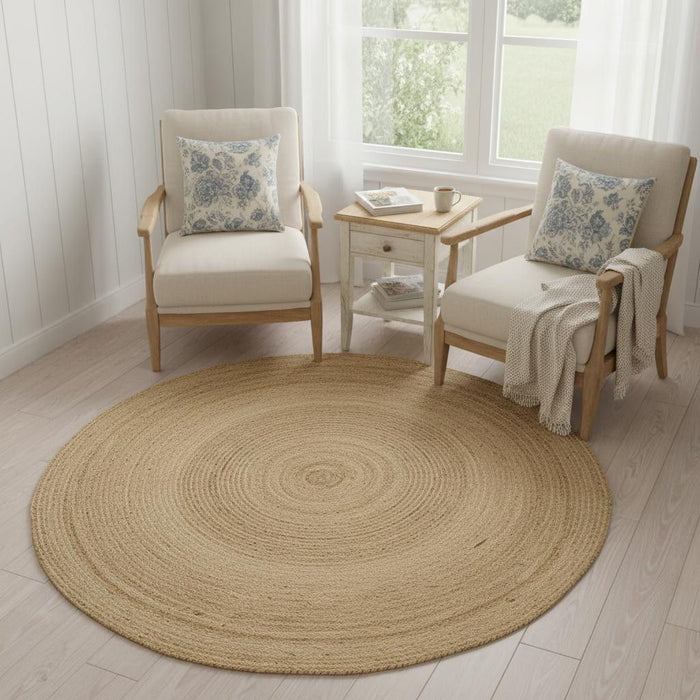 6' Jute Flatweave Handmade Round Rug (545459) - Natural
