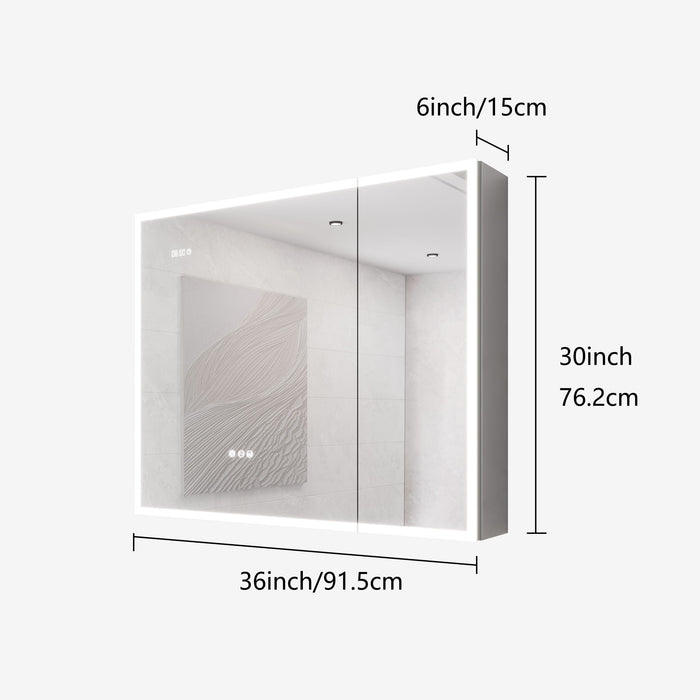 Giga LED bathroom medicine cabinet with mirror, built-in lights and defogger, modern wall-mounted storage for bathroom essentials