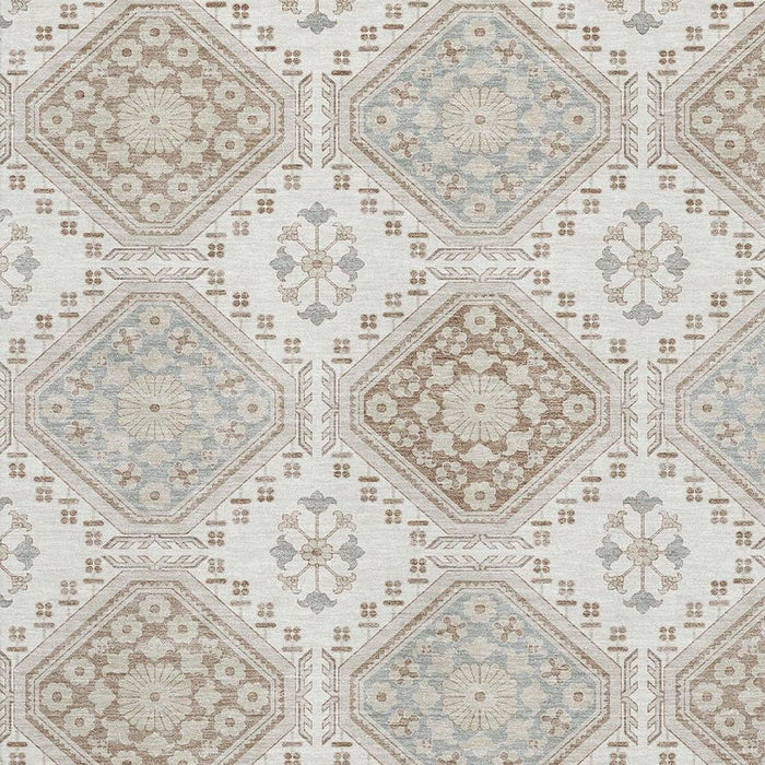10' X 14' Floral Washable Area Rug With UV Protection (693732) - Ivory / Brown / Gray