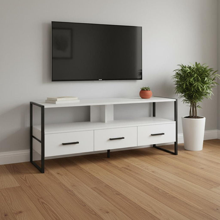 49" Cabinet Enclosed Storage TV Stand - White