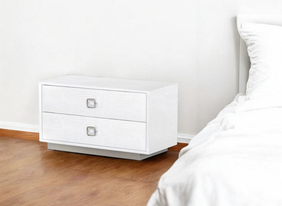 15.7" x 12.7" x 18.6" Two Drawer Nightstand - White