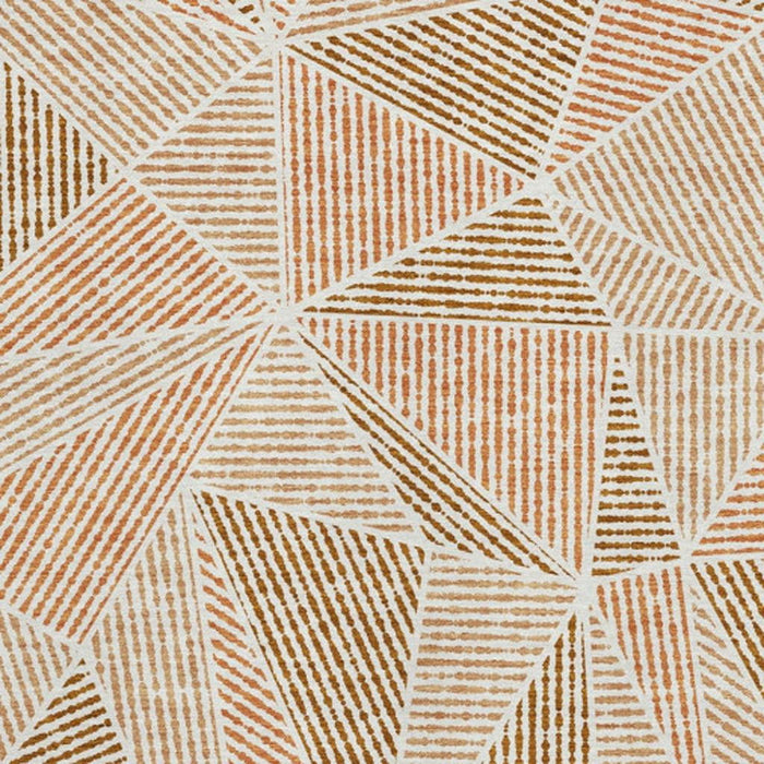 10' X 14' Geometric Washable Area Rug With UV Protection (652001) - Terra Cotta / Beige