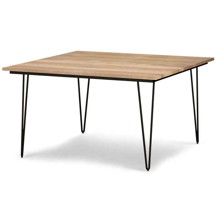 Solid Wood Steel Square Dining Table - Natural / Black