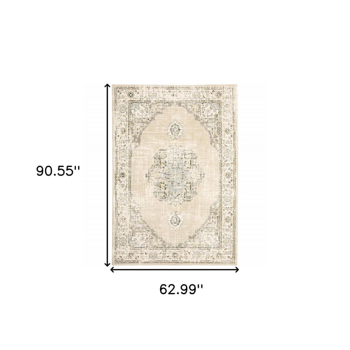 5' x 8' Center Jewel Area Rug - Beige And Ivory
