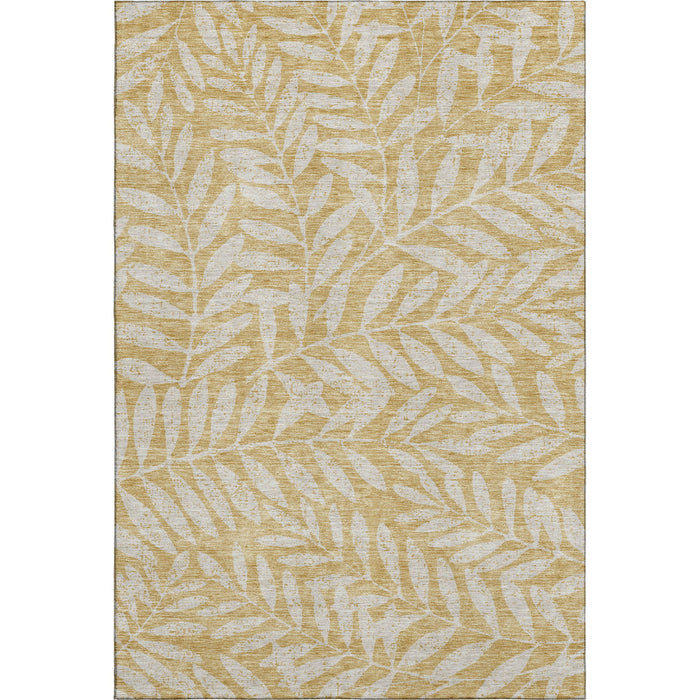 10' X 14' Floral Washable Area Rug With UV Protection (671444) - Gold / Ivory