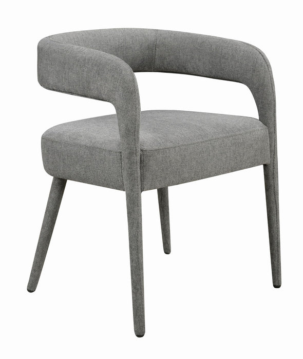 Upholstered Linen Open Back Dining Side Chairs (Set of 2) - Dark Gray