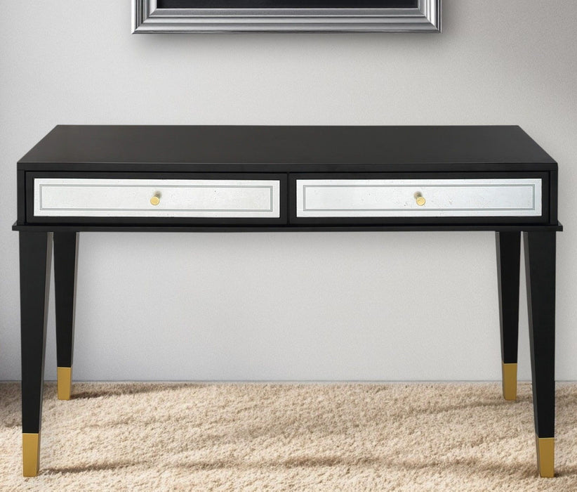 Console Table And Drawers - Black And Silver And Gold