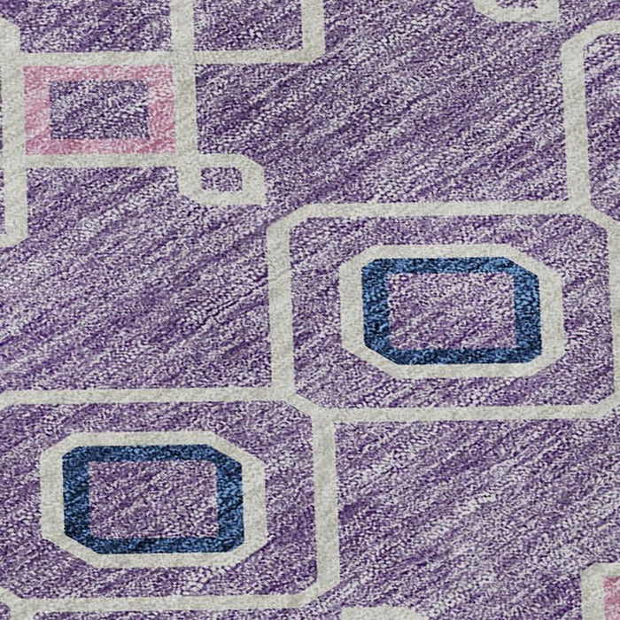 10' X 14' Southwestern Washable Area Rug With UV Protection (674718) - Lavender / Ivory / Blue