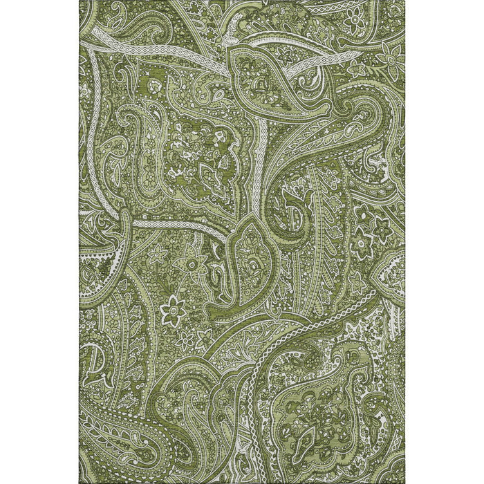 10' X 14' Paisley Washable Area Rug With UV Protection (652647) - Green / Ivory