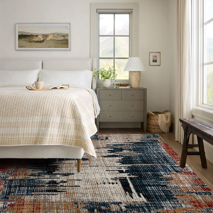 8' x 11' Abstract Area Rug - Blue And Ivory