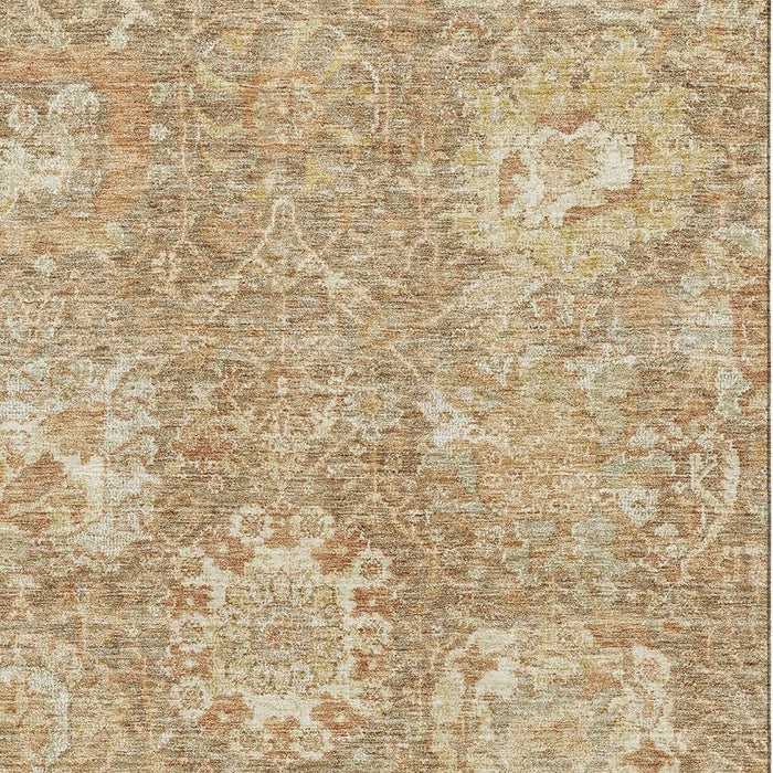 10' X 14' Damask Washable Area Rug With UV Protection (684298) - Khaki / Beige