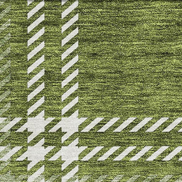 10' X 14' Plaid Washable Area Rug With UV Protection (674323) - Green / Ivory
