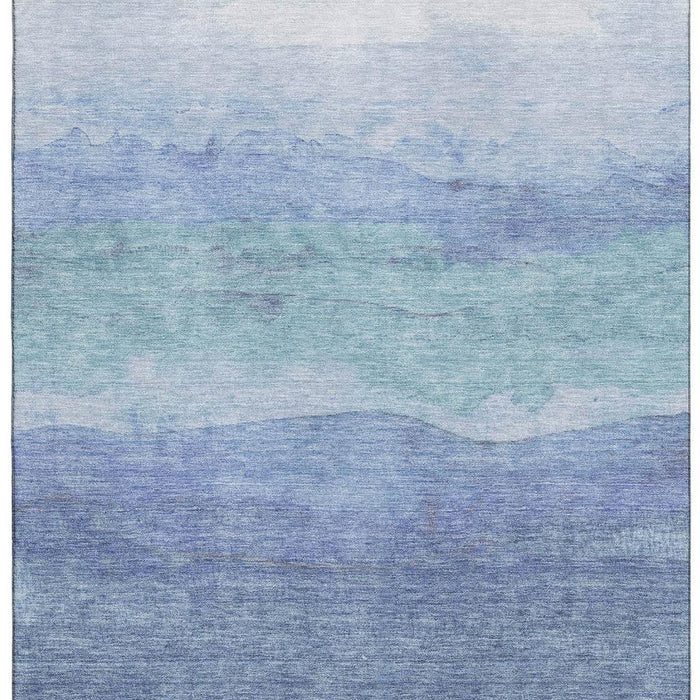 10' X 14' Striped Washable Area Rug With UV Protection (697572) - Blue / Teal