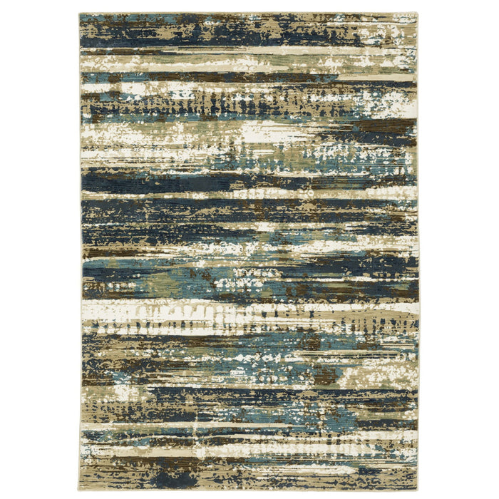 10' X 13' Abstract Area Rug - Beige And Blue