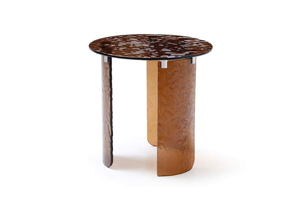 Glass Round End Table - Bronze