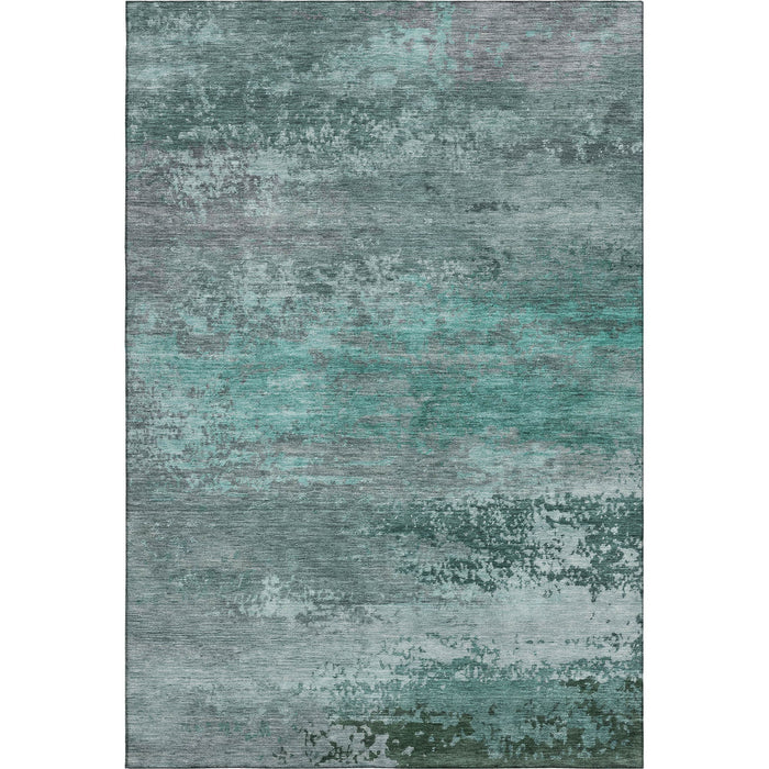 10' X 14' Abstract Washable Area Rug With UV Protection (717122) - Teal / Gray