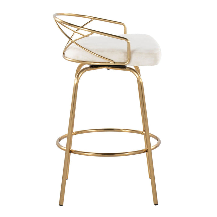 Charlotte - Glam - 26" Fixed-Height Counter Stool (Set of 2) - Gold Base