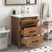 Giga 24-inch bathroom vanity with basin sink, natural wood finish, three drawer storage cabinet, modern and functional design