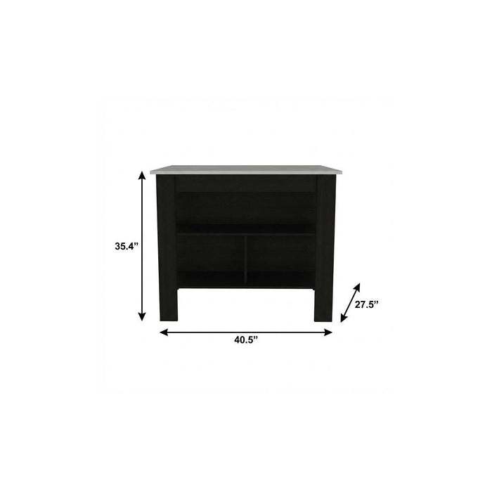 41" Kitchen Island With Storage - Ivory / Black