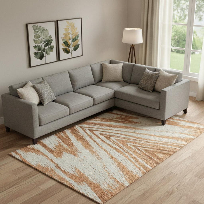 10' X 14' Abstract Washable Area Rug With UV Protection (669726) - Rust / Beige