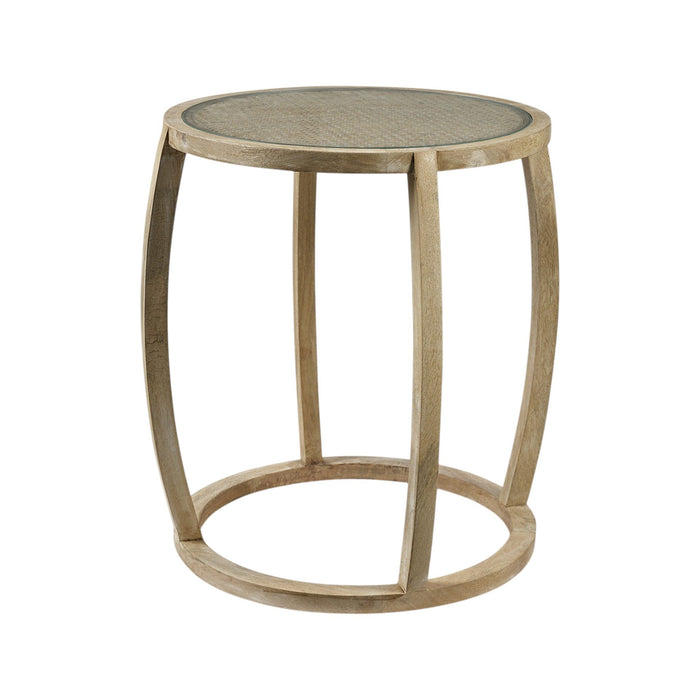 26" Clear Glass Round End Table - Natural