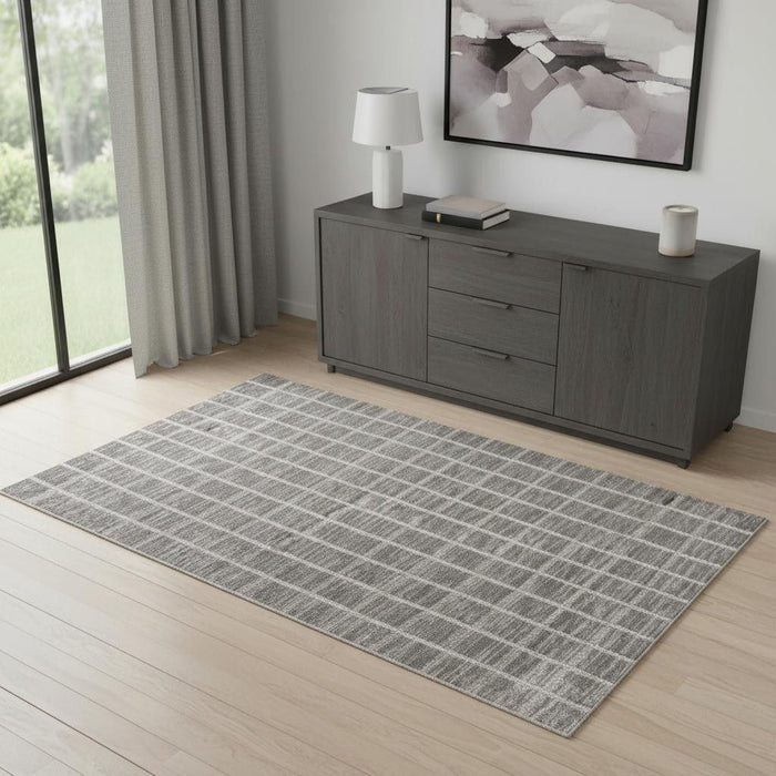 4' X 6' Geometric Area Rug (553189) - Ivory / Gray