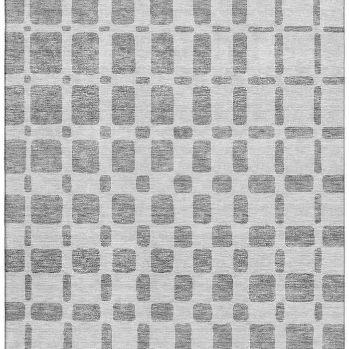 10' X 14' Geometric Washable Area Rug With UV Protection (669276) - Gray / Ivory