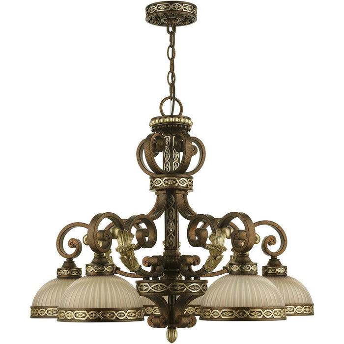 23" Five Light Metal Dimmable Chandelier With Shades - Bronze