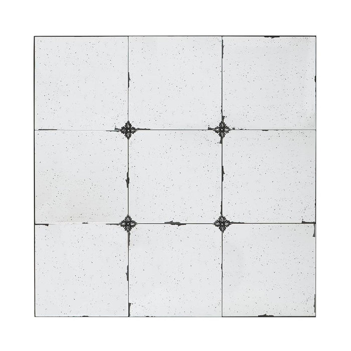 36" Square Iron Framed Antiqued Glass Accent Mirror - Black