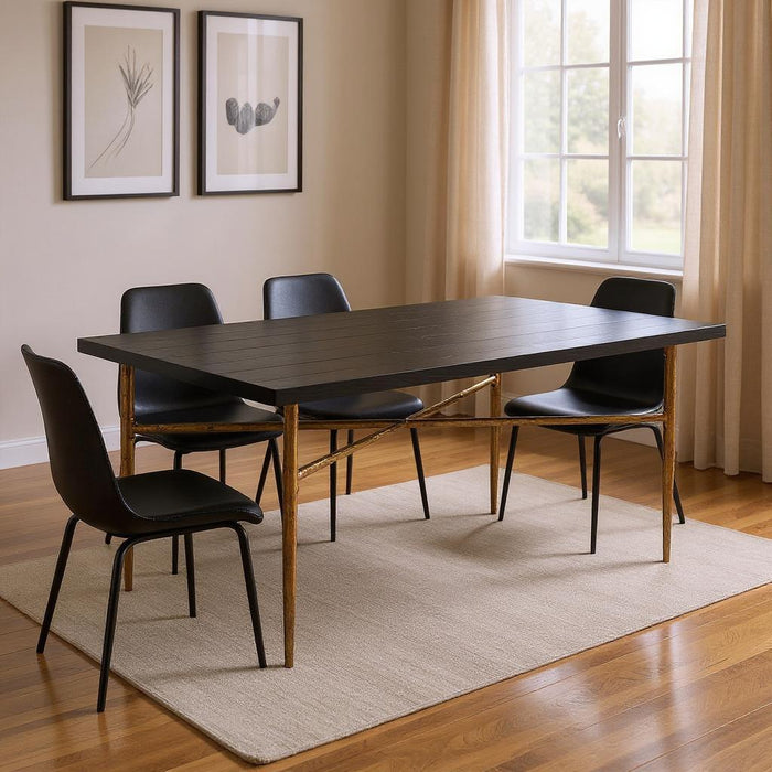 72" Wood And Steel Dining Table - Black