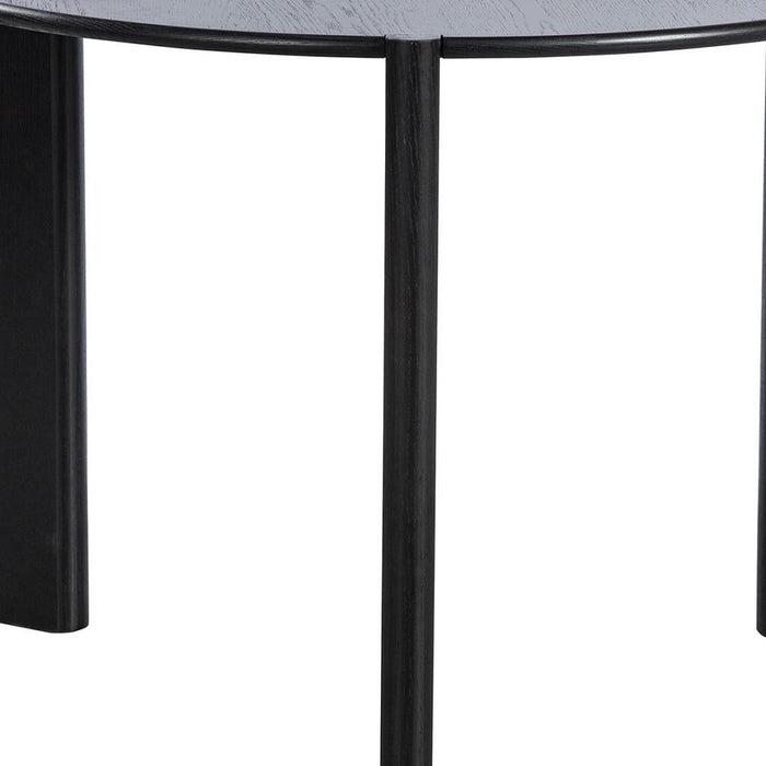 42" Solid Wood Mirrored Double Pedestal Base Round Top Dining Table - Black