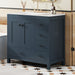 Giga bathroom vanity with ceramic sink, spacious storage cabinet, two soft-close doors, and five drawers for organized bathroom use.
