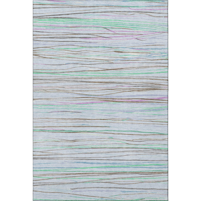 10' X 14' Striped Washable Area Rug With UV Protection (694737) - Sky Blue / Green / Purple