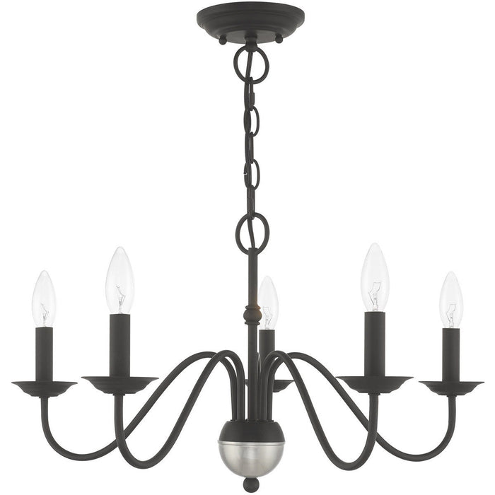 13" Five Light Dimmable Chandelier With Shades - Black