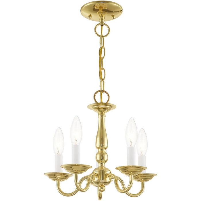 11" Five Light Dimmable Chandelier With Shades - Brass
