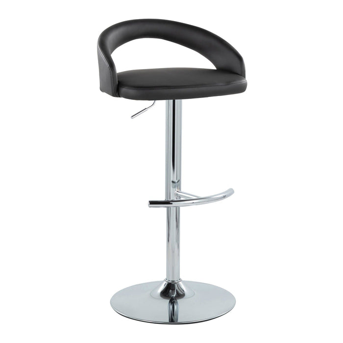 Grotto - Upholstered Adjustable Barstool - Chrome Metal Base