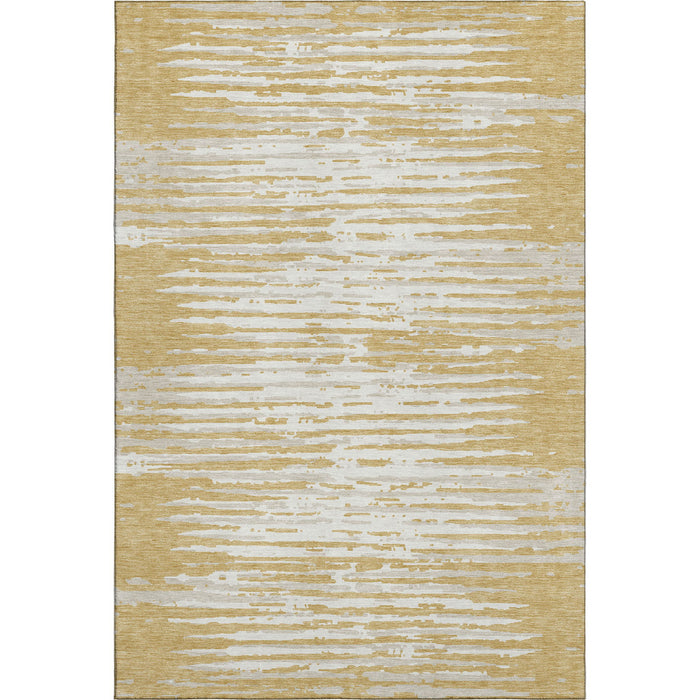 10' X 14' Striped Washable Area Rug With UV Protection (670549) - Gold / Ivory