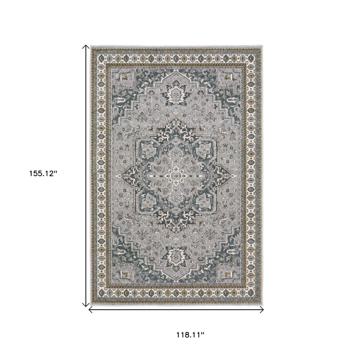 10' X 13' Medallion Area Rug - Blue And Gray