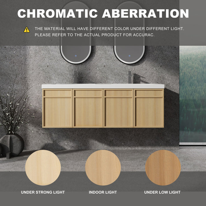 Giga wall-mounted bathroom vanity with resin sink and soft-closing doors, modern and sleek bathroom furniture.