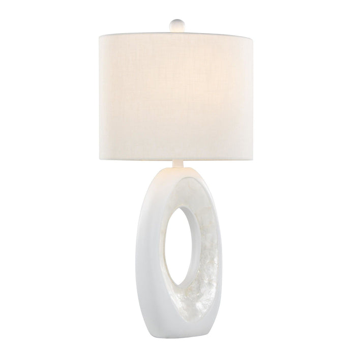 Pearl - 29" Polyresin Table Lamp (Set of 2) - Matte White Poly, Natural Shell And White Linen Shade from Grandview Gallery