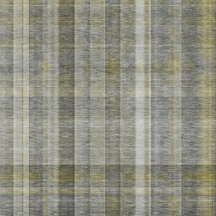 8' X 10' Plaid Washable Area Rug With UV Protection (648014) - Gray / Gold