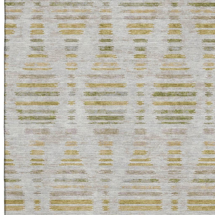 10' X 14' Striped Washable Area Rug With UV Protection (715033) - Ivory / Gold