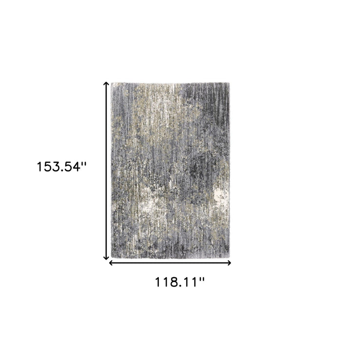10' X 13' Abstract Shag Area Rug - Gray And Ivory